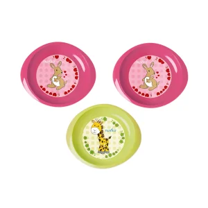 Дитяча тарілка Nuvita дрібна, 6міс+, 3шт, рожевий/салатовий (NV1428Pink) UA