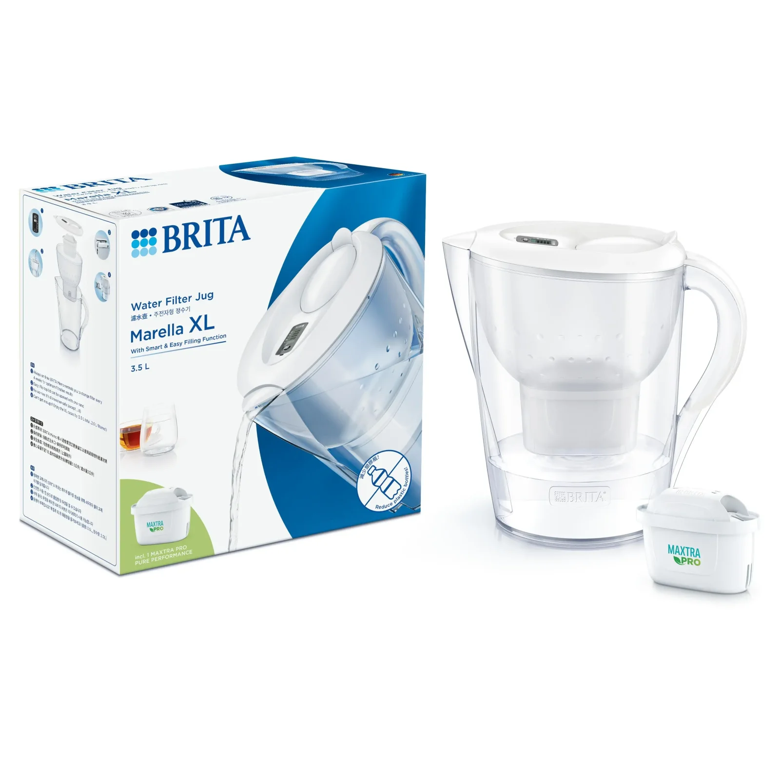 Фільтр-глечик Brita Marella XL Memo MXPro 3.5л (2л очищеної води) з фільтр-картриджем, білий (1052778) UA