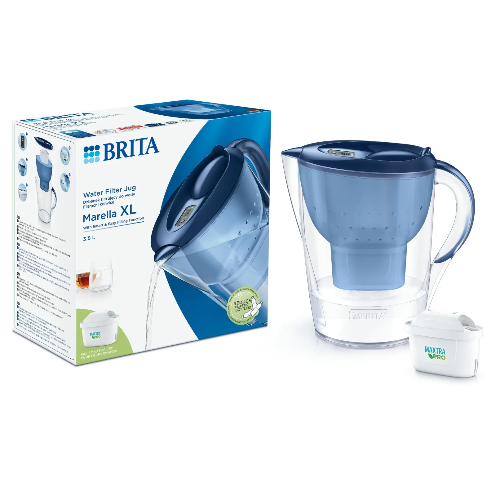 Фільтр-глечик Brita Marella XL Memo MXPro 3.5л (2л очищеної води) з фільтр-картриджем, синій (1052780) UA