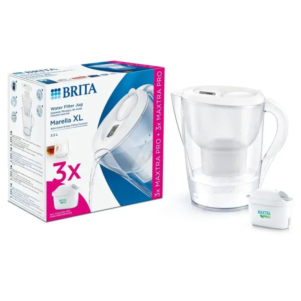 Фільтр-глечик Brita Marella XL Memo MXPro 3.5л (2л очищеної води) з фільтр-картриджем 3шт, білий (1052782) UA