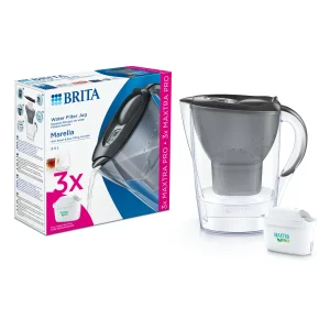 Фільтр-глечик Brita Marella Memo MXPro 2.4л (1.4л очищеної води) з фільтр-картриджем 3шт, графіт (1052796) UA