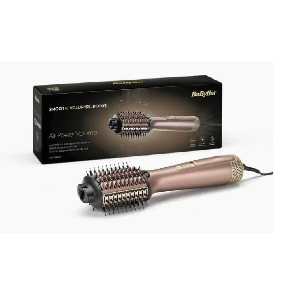 Фен-щітка Babyliss Air Power Volume, 1000Вт, 2 режими, дифузор, іоніз-я, хол. обдув, кераміка, рожевий, AS95E UA