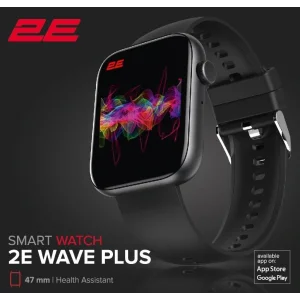 Смарт-часы 2E Wave Plus 47мм, 1.8", 240x286, BT 5.3, Чорний, 2E-CWW12BK UA