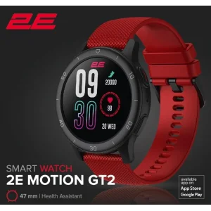 Смарт-часы 2E Motion GT2 47мм, 1.32", 360x360, BT 5.2, Чорно-червоний, 2E-CWW21BKRD UA