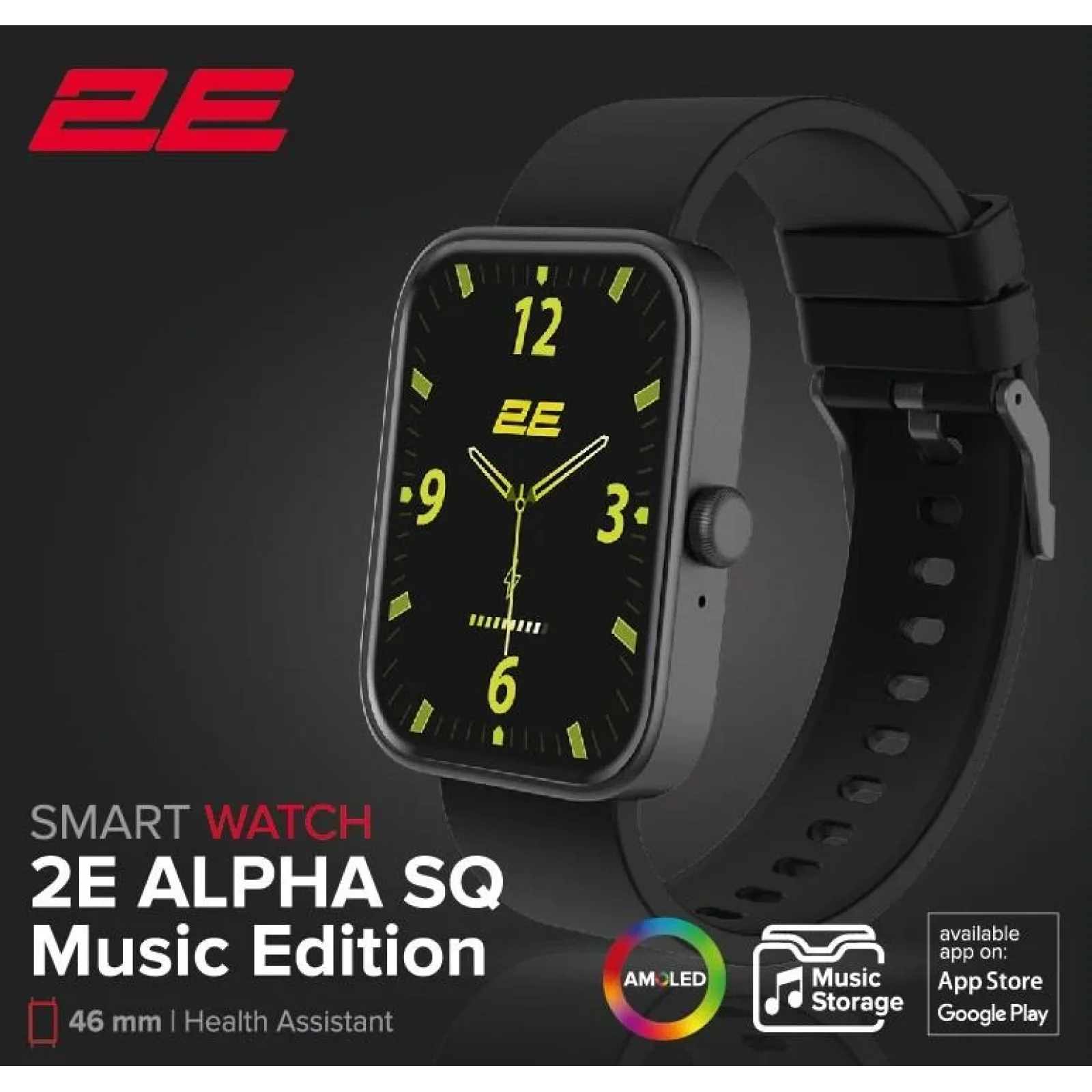 Смарт-часы 2E Alpha SQ Music Edition 46мм, 1.78