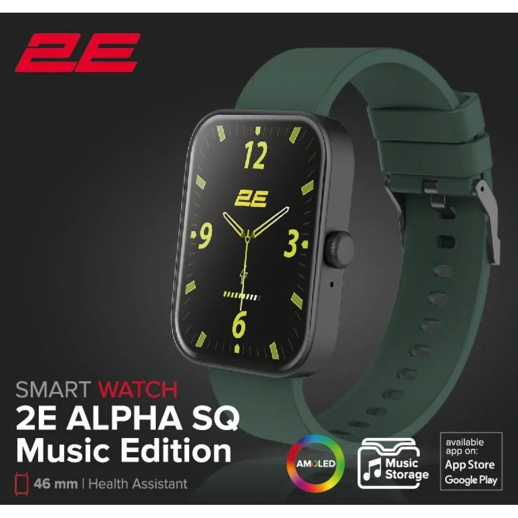Смарт-часы 2E Alpha SQ Music Edition 46мм, 1.78
