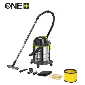 Пилосос акумуляторний професійний Ryobi ONE+ R18WDV-0 18В 82Вт 11.4кПа контейнер 18л 4.7кг (без АКБ та ЗП), 5133004724 UA