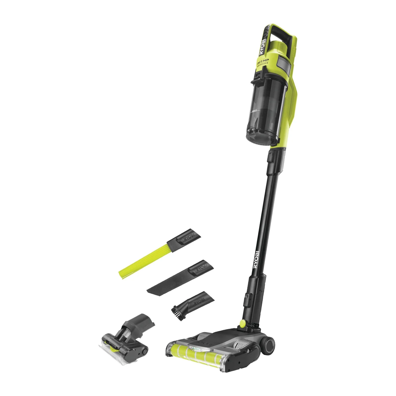 Пилосос вертикальний Ryobi RSV18X1-0, ONE+ 18В, безщітковий двигун, 90AW, 900 л/хв, HEPA 12, контейнер 0.9 л, подвійна роликова щітка + додаткова насадка (без А, 5133005661 UA
