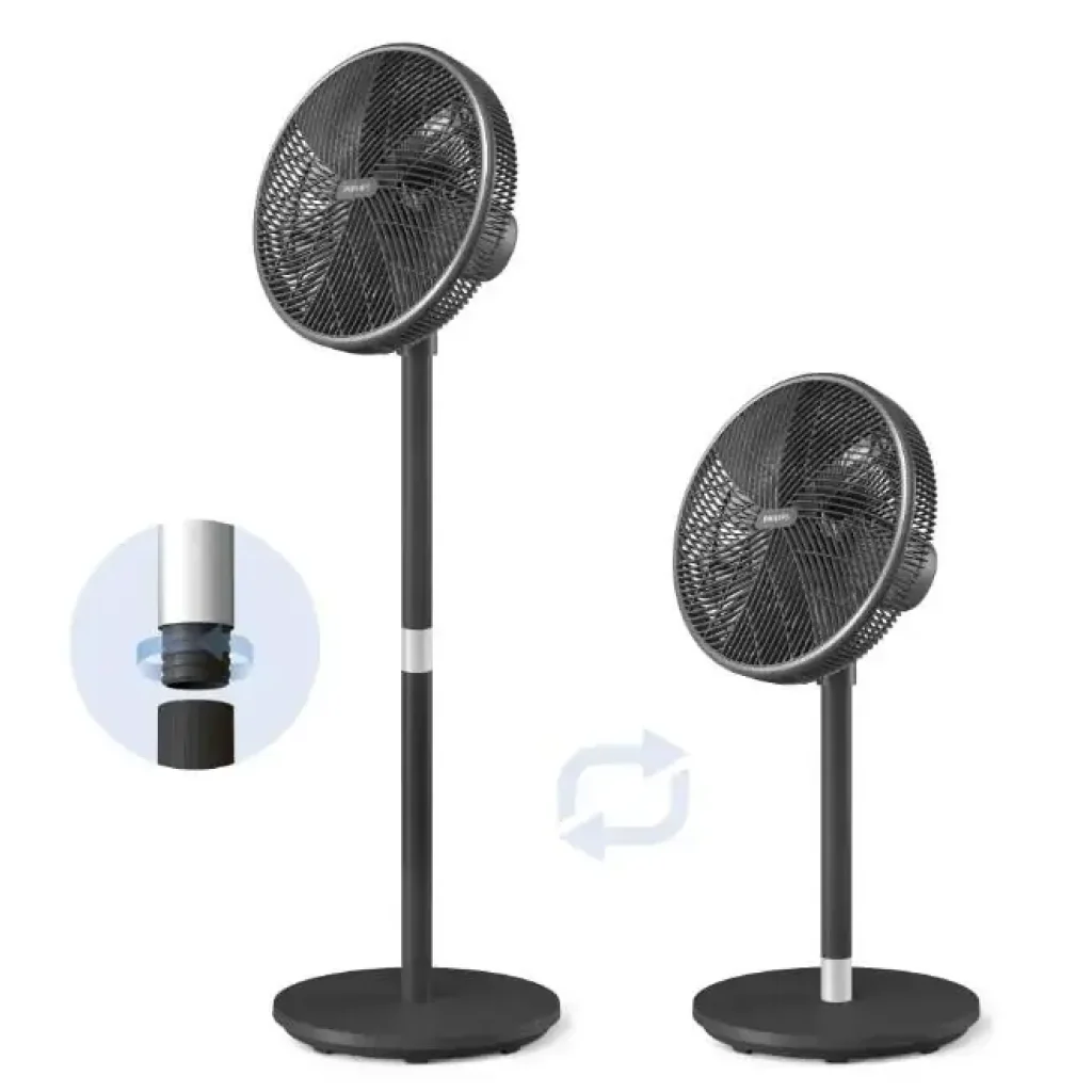Вентилятор Philips підлоговий Series 3000, 40см, 48Вт, керування через смартфон, регулювання висоти, чорний (CX3550/01) UA