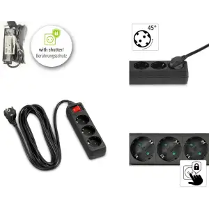 Мережевий подовжувач Hama 3XSchuko 3G*1.5мм ws 3м Black, 00108816 UA