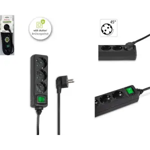 Мережевий подовжувач HAMA 3XSchuko 3G*1.5мм 3м Black, 00121906 UA