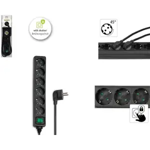 Мережевий подовжувач HAMA 6XSchuko 3G*1.5мм 3м Black, 00121916 UA