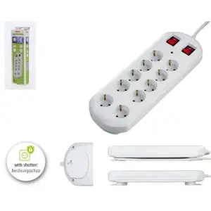 Мережевий фільтр HAMA 10XSchuko з вимикачем 3G*1.5мм, 2M, білий, 00137233 UA