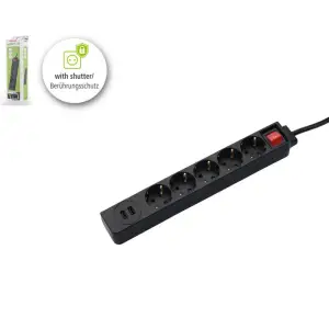 Мережевий подовжувач Hama Jack 5XSocket 2 USB 3.4A*1.5мм ws 1.5м Black, 00137351 UA