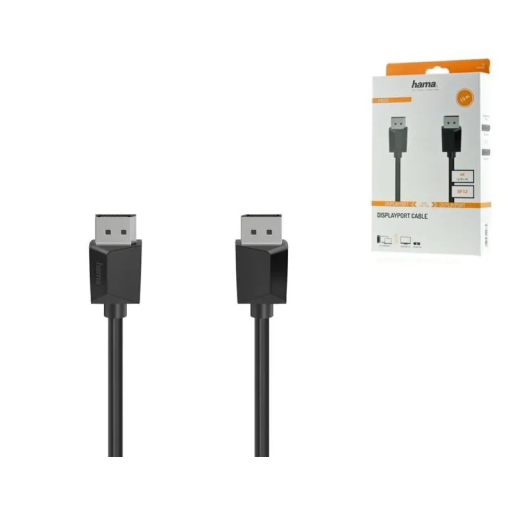 Кабель Hama DisplayPort - DisplayPort1.2, 4K, 1.50 m Black, 00200696 UA