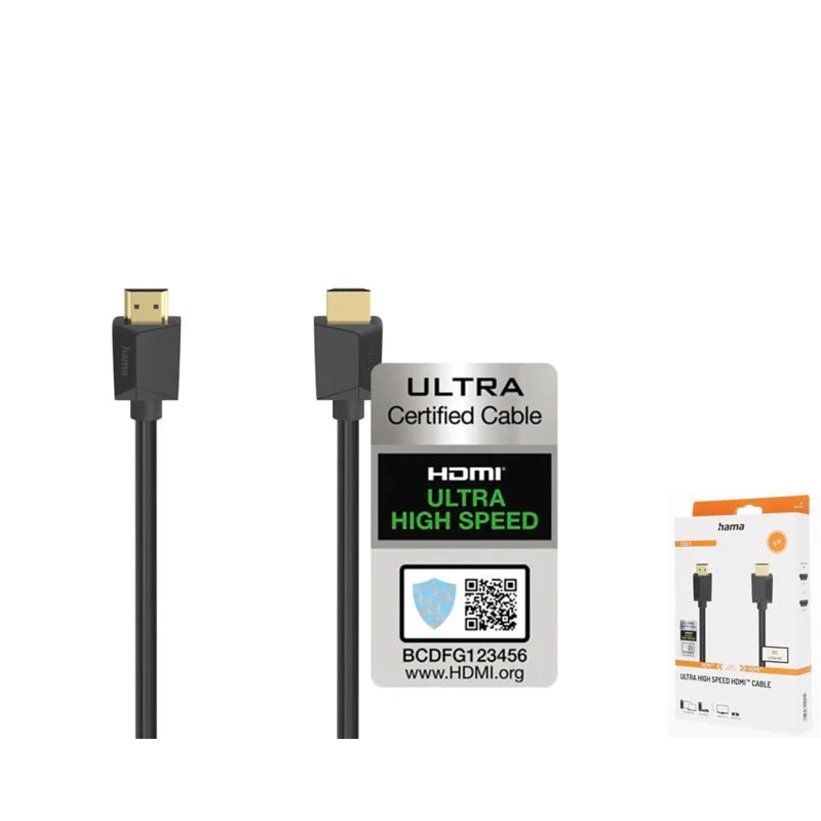 Кабель Hama HDMI (AM/AM), 8K, gold, 2m, чорний, 00200700 UA