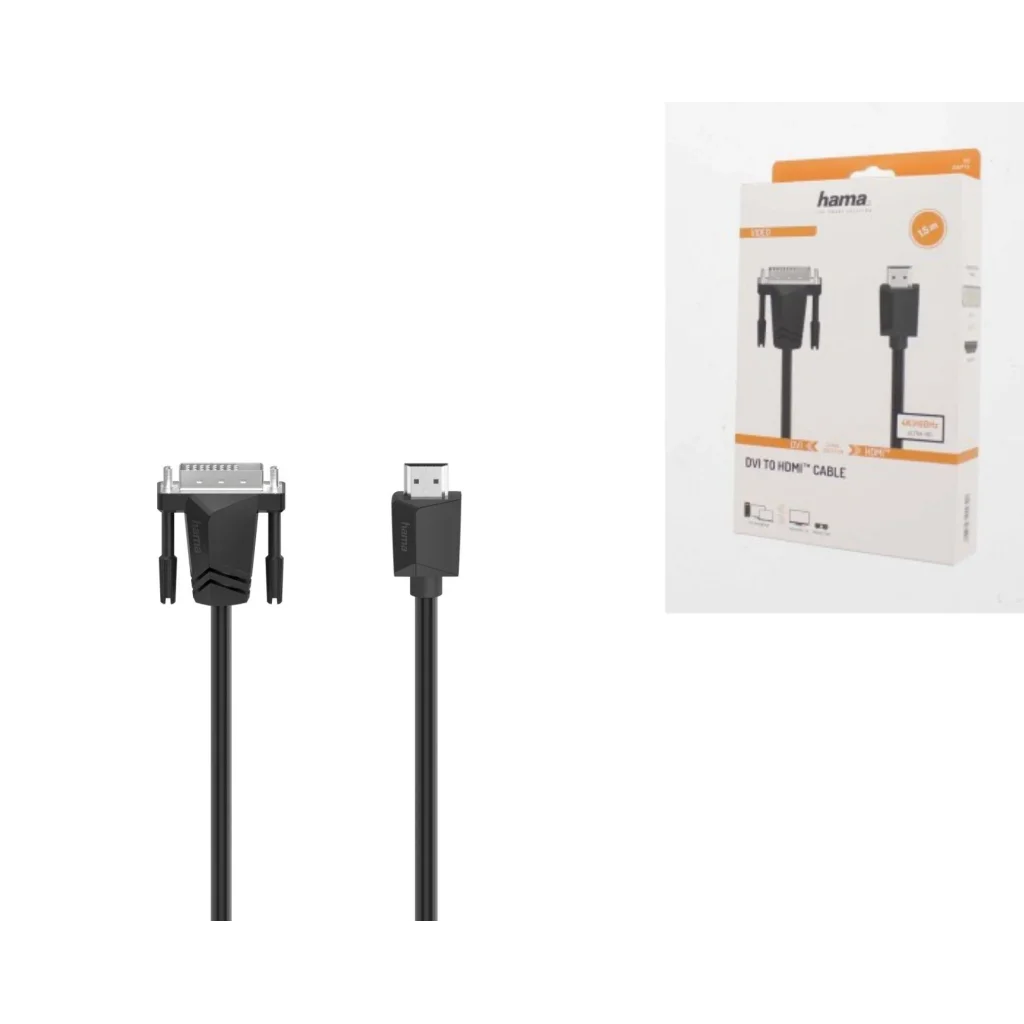 Кабель Hama DVI - HDMI Ultra HD 4K 1.50 m Black, 00200715 UA