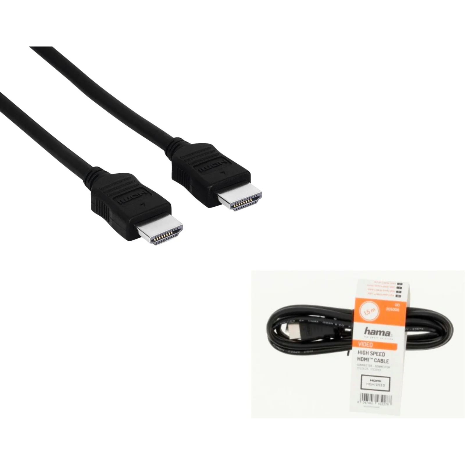 Кабель Hama HDMI (AM/AM), 1080p, 3D, 1.5m, чорний, 00205000 UA