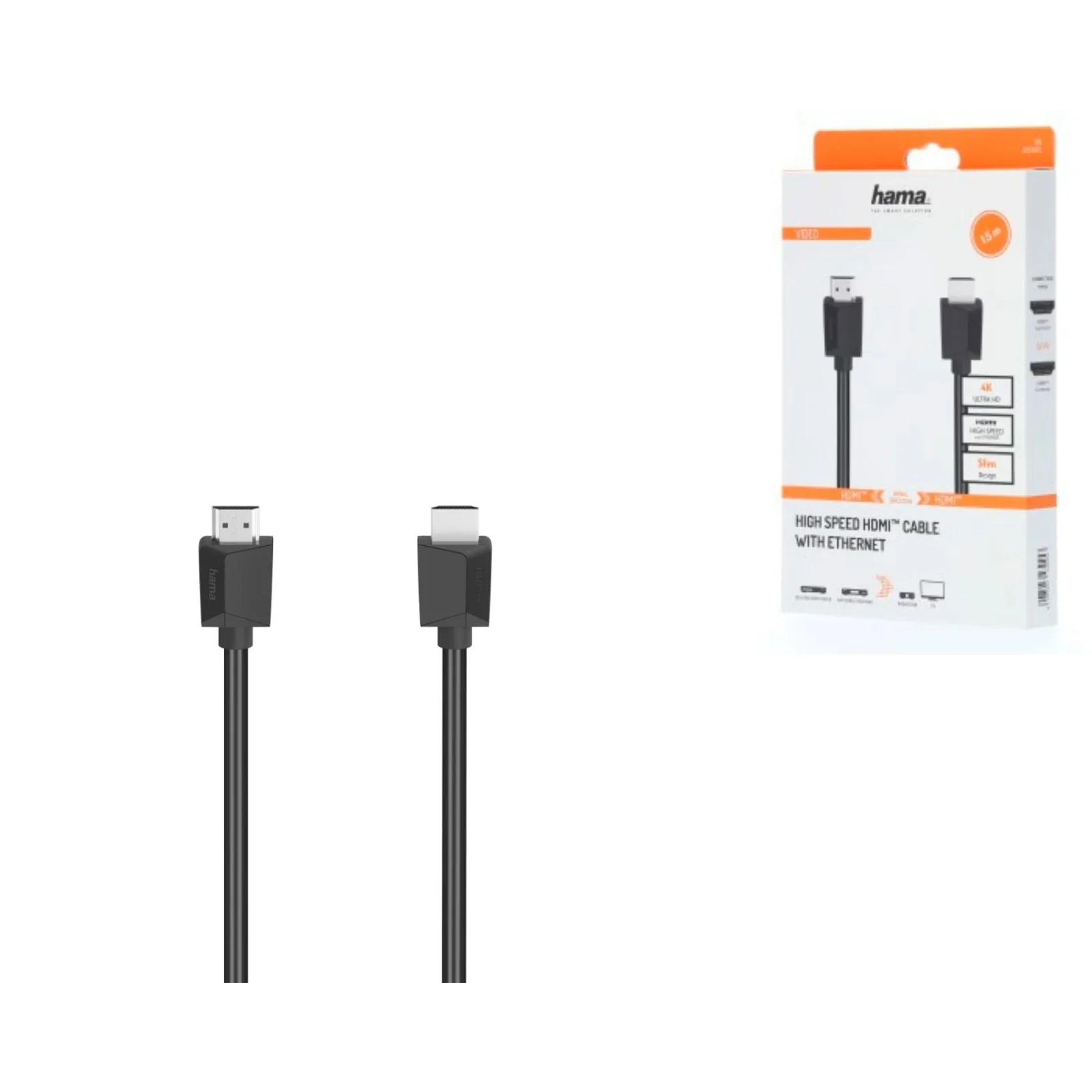 Кабель Hama HDMI (AM/AM), 4K, gold, 1.5m, чорний, 00205005 UA