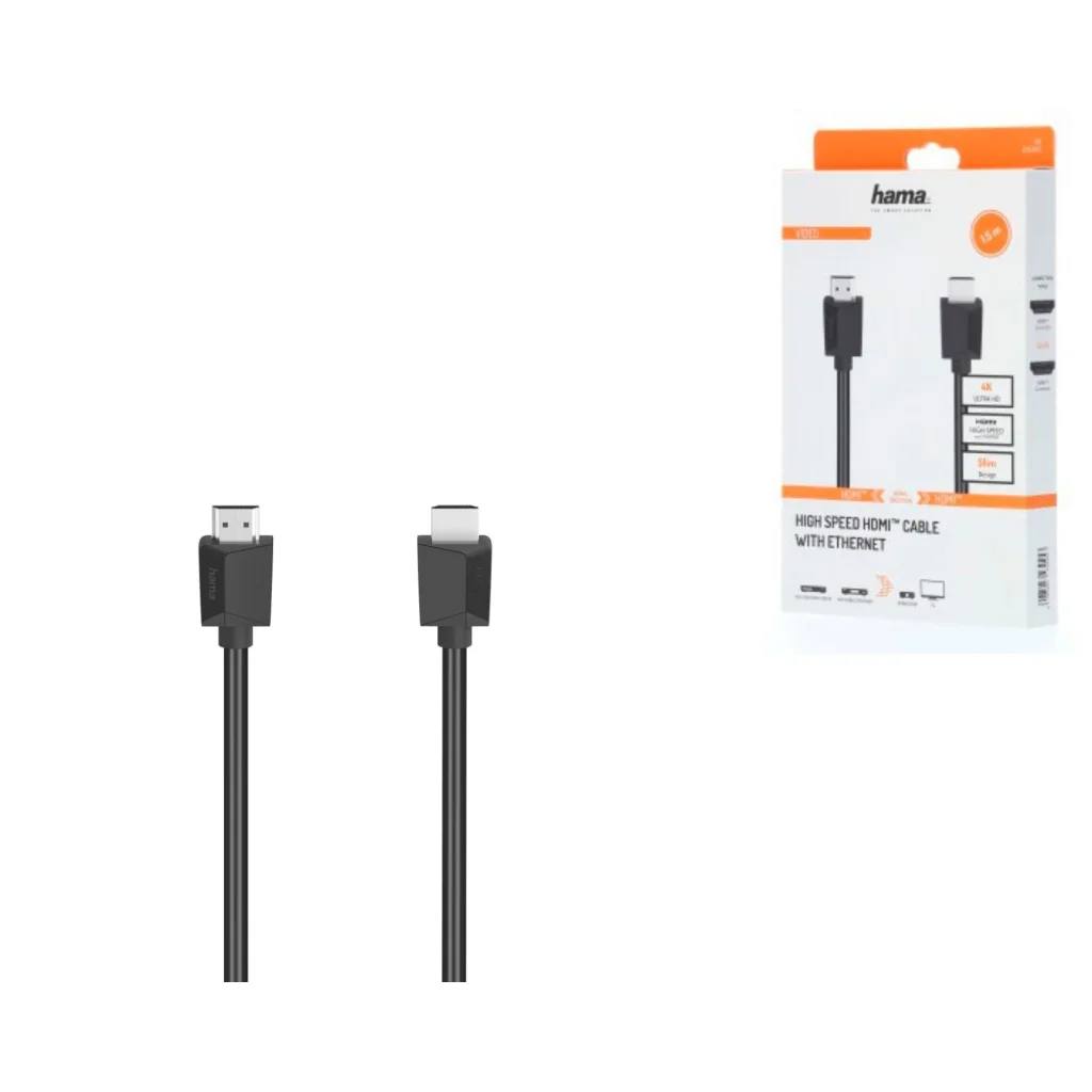 Кабель Hama HDMI (AM/AM), 4K, gold, 3m, чорний, 00205006 UA