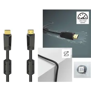 Кабель Hama HDMI (AM/AM), 4K, gold, 15m, чорний, 00205010 UA