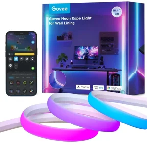 Стрічка світлодіодна розумна Govee H6641 Neon Rope Light for Wall Lining, 5м, RGBIC, WI-FI/Bluetooth, білий (H66413D1) UA