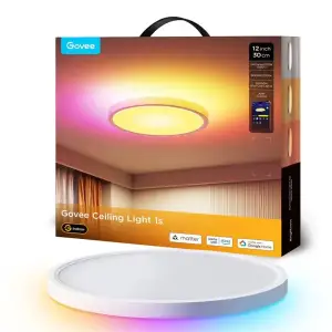 Потолочний світильник Govee 12" Smart Ceiling Light, RGBWW + RGBIC, WI-FI/Bluetooth, білий (H80A1C01) UA