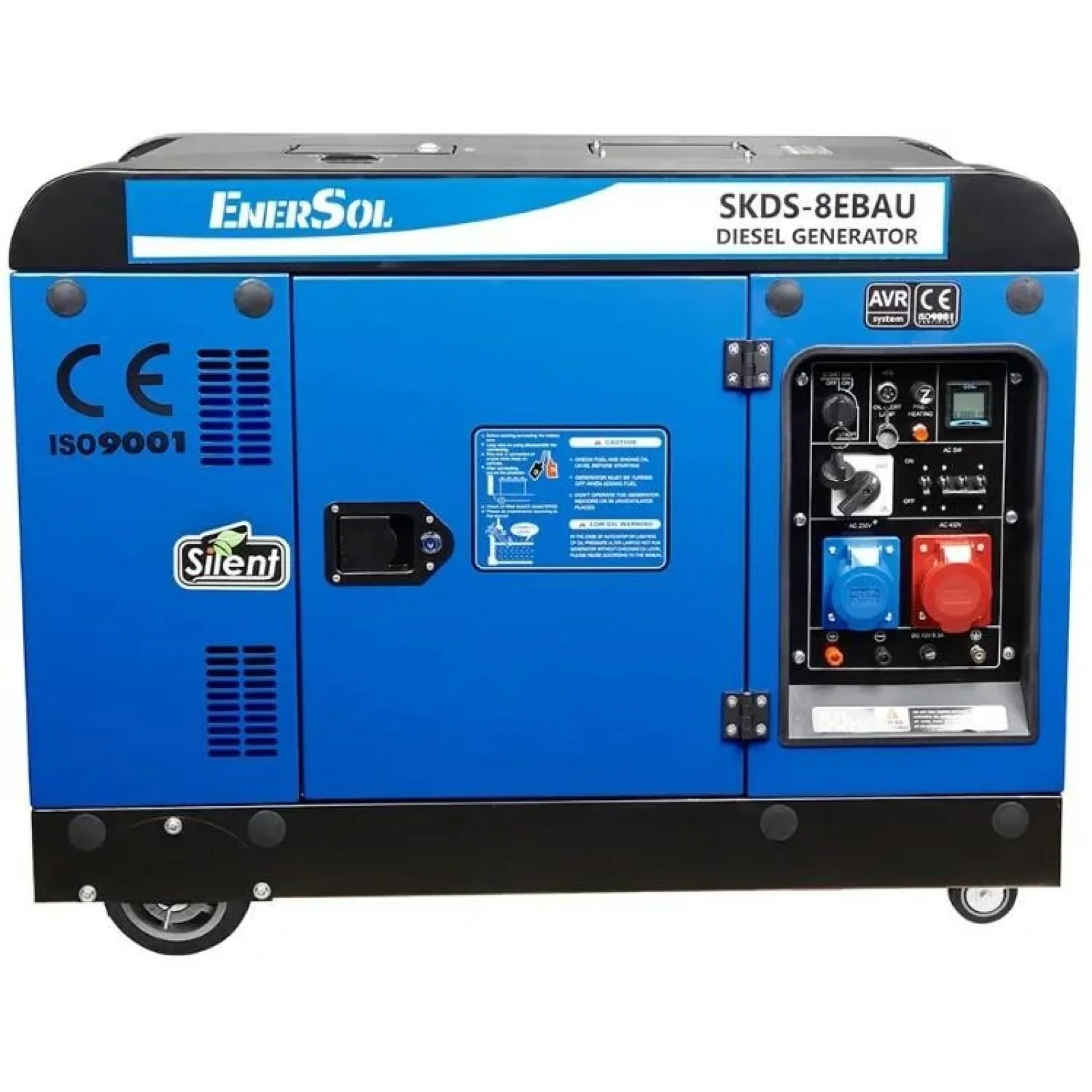 Генератор дизельний EnerSol, 230В/380В (1/3 фази), 7.5/8кВт, електростартер, AVR, 221кг, SKDS-8EBAU UA