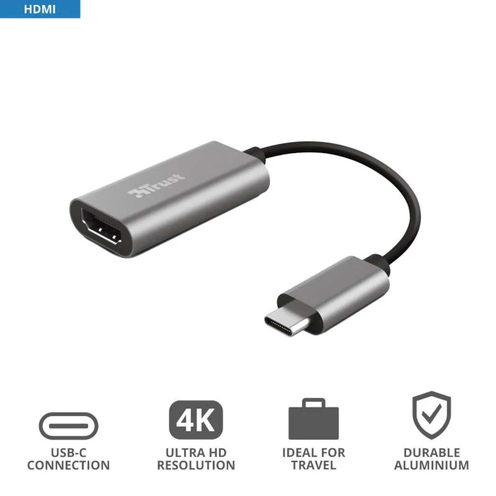 Адаптер Trust Dalyx USB-C > HDMI, 0.2м, Алюміній, Чорний, 23774_TRUST UA