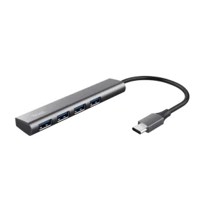 Хаб Trust Halyx USB-С > 4xUSB-А 3.2, Алюміній, 0.1м, Сірий, 24948_TRUST UA