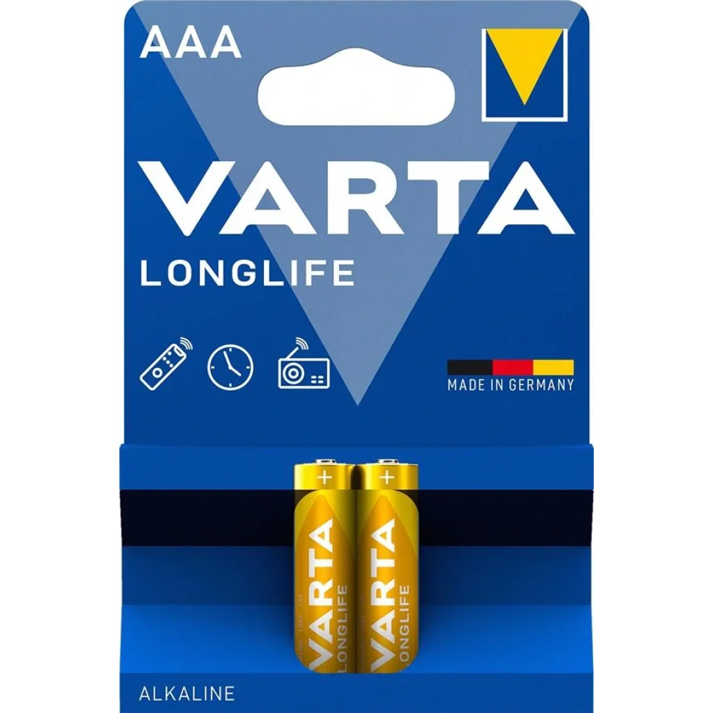 Батарейка VARTA LONGLIFE AAA BLI 2 ALKALINE, 04103101412