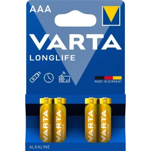 Батарейка VARTA LONGLIFE AAA BLI 4 ALKALINE, 04103101414