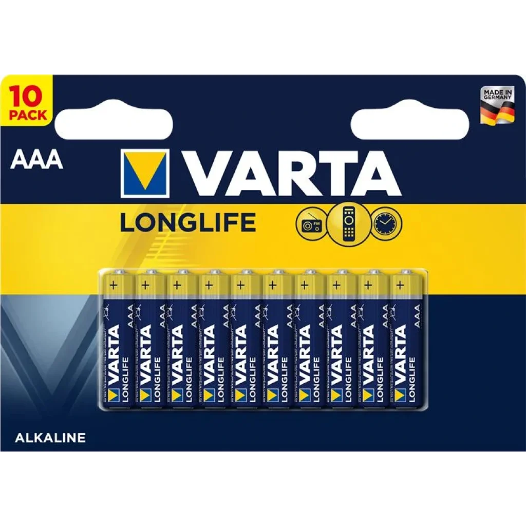 Батарейка VARTA LONGLIFE AAA BLI 10 ALKALINE, 04103101461