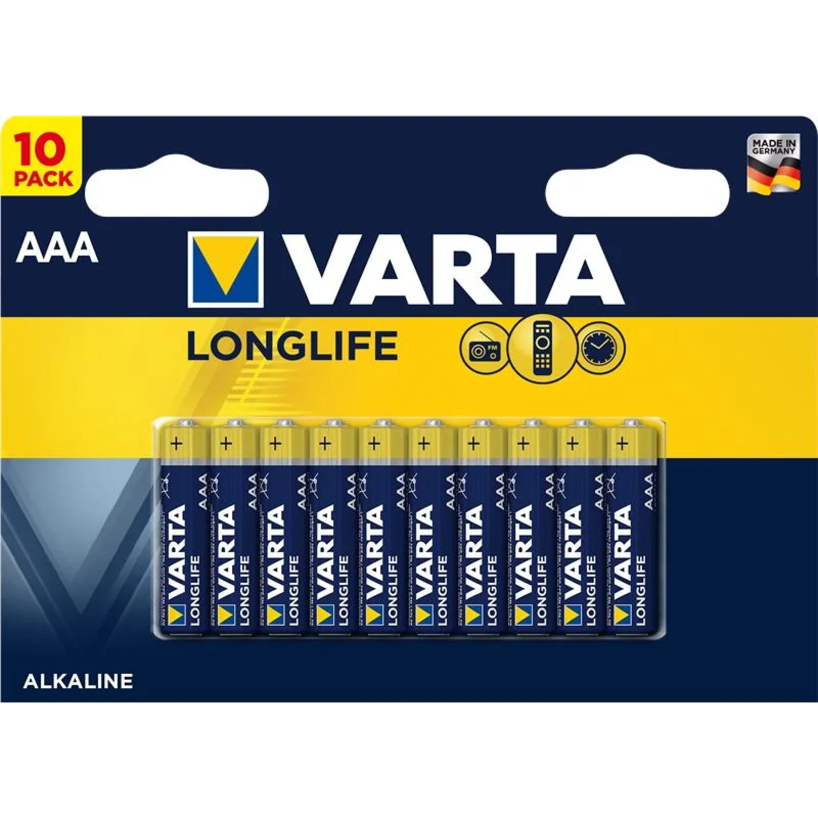 Батарейка VARTA LONGLIFE AAA BLI 10 ALKALINE, 04103101461