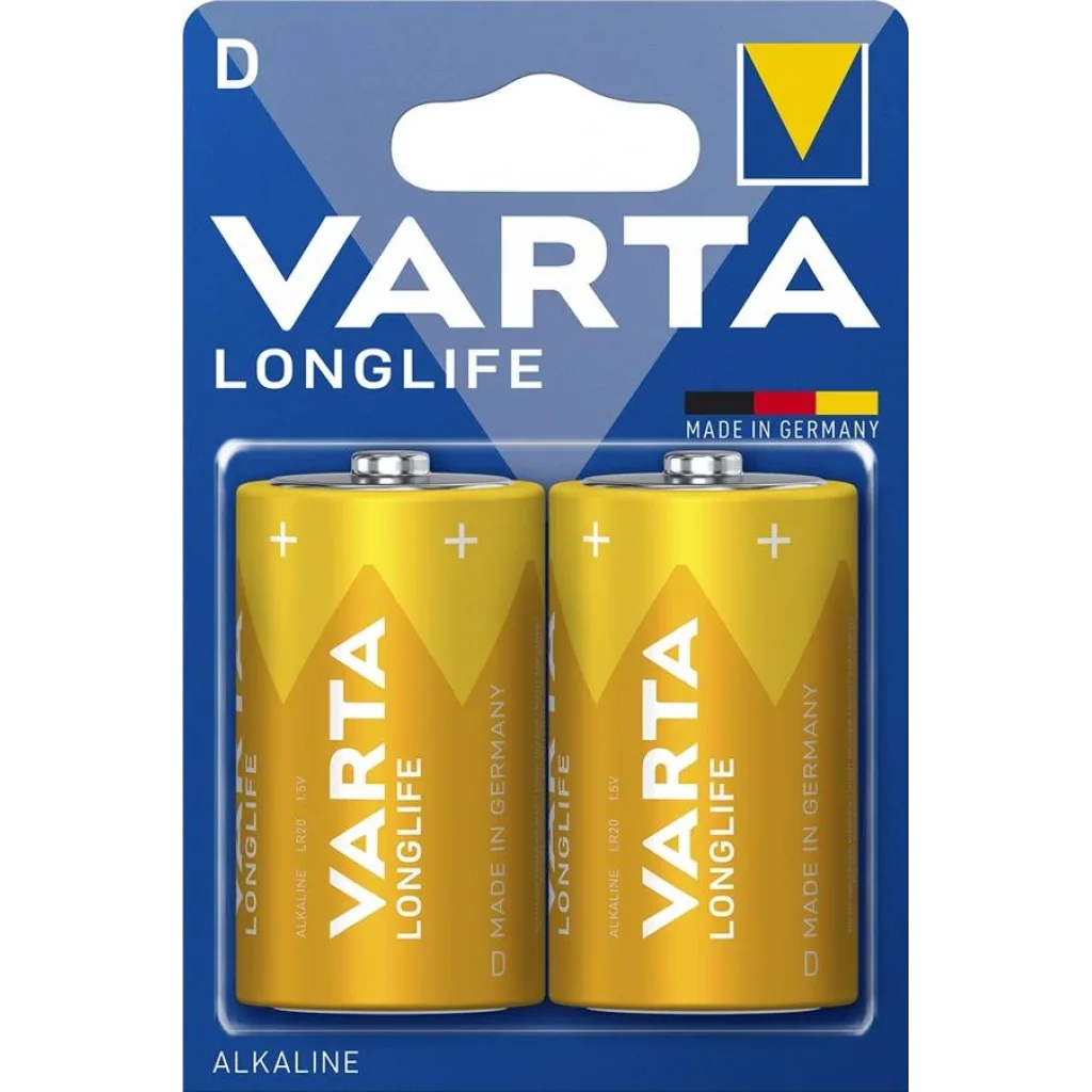 Батарейка VARTA LONGLIFE D BLI 2 ALKALINE, 04120101412