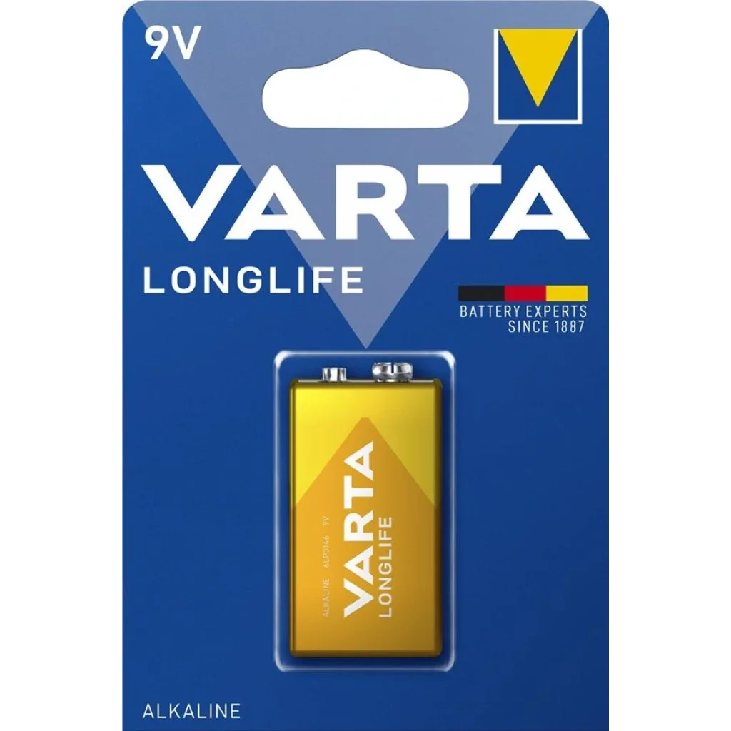 Батарейка VARTA LONGLIFE 6LR61(Крона) BLI 1 ALKALINE, 04122101411