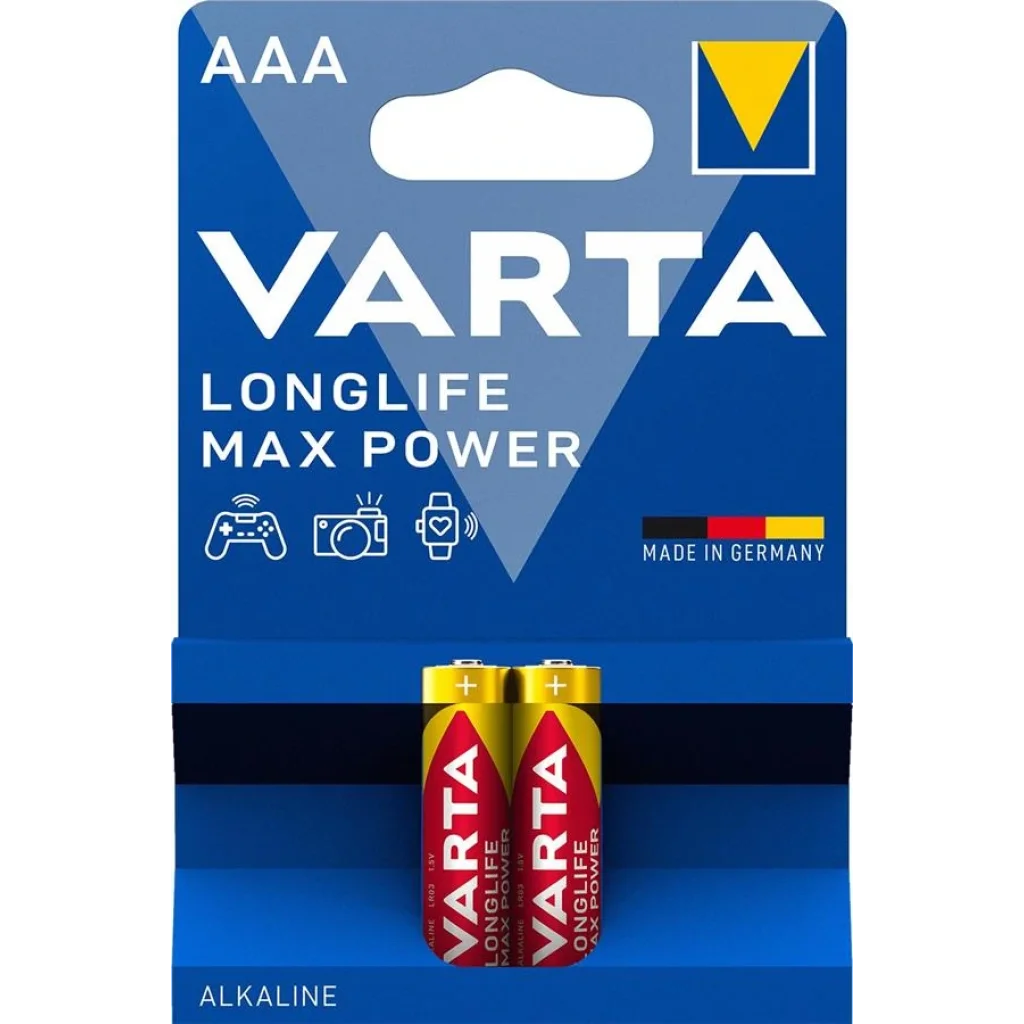 Батарейка VARTA LONGLIFE MAX POWER AAA BLI 2 ALKALINE, 04703101412