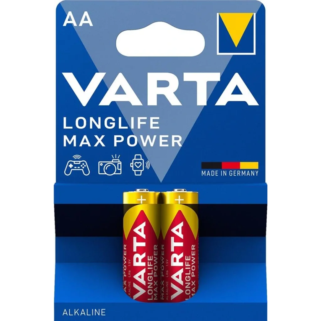 Батарейка VARTA LONGLIFE MAX POWER AA BLI 2 ALKALINE, 04706101412