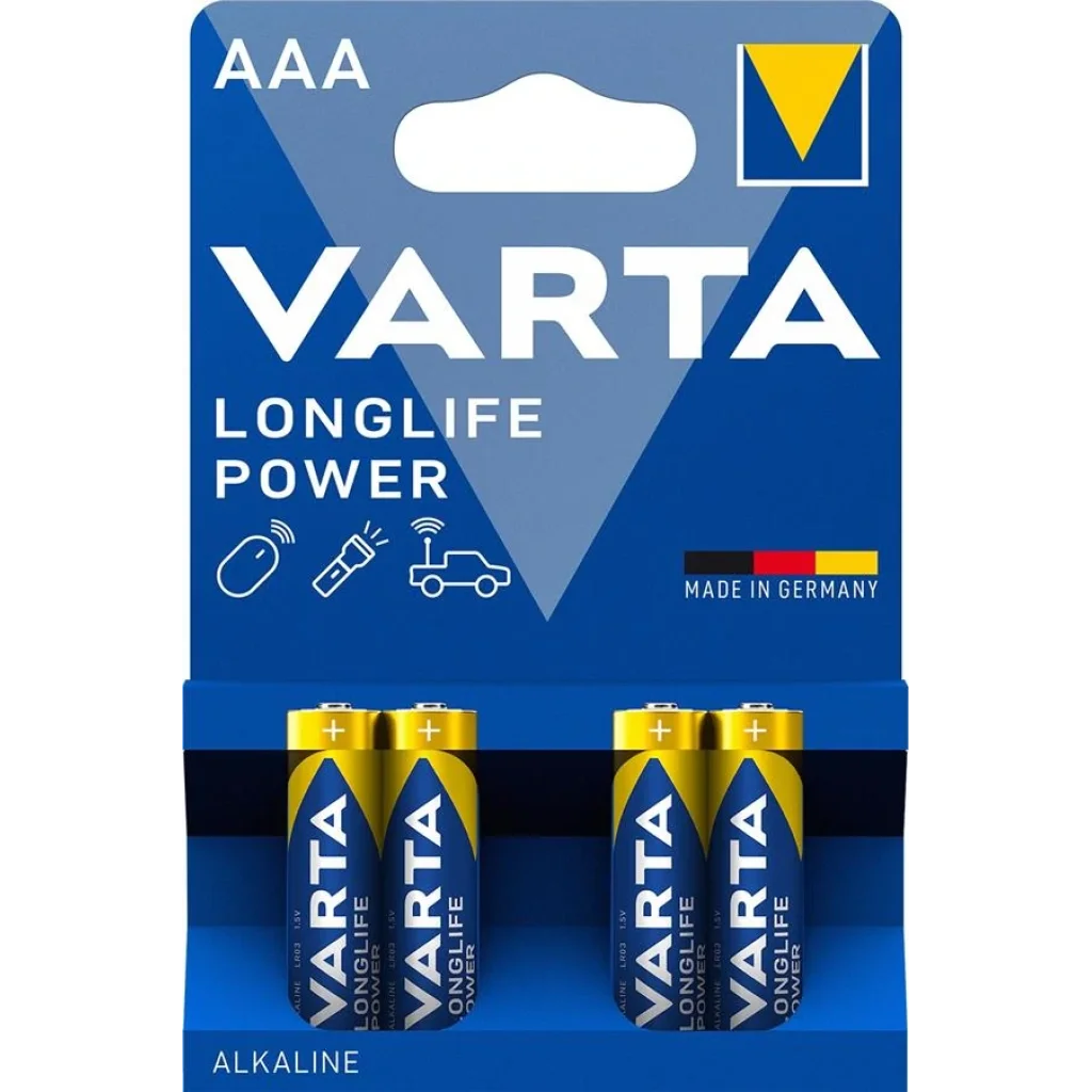 Батарейка VARTA LONGLIFE Power AAA BLI 4 ALKALINE, 04903121414