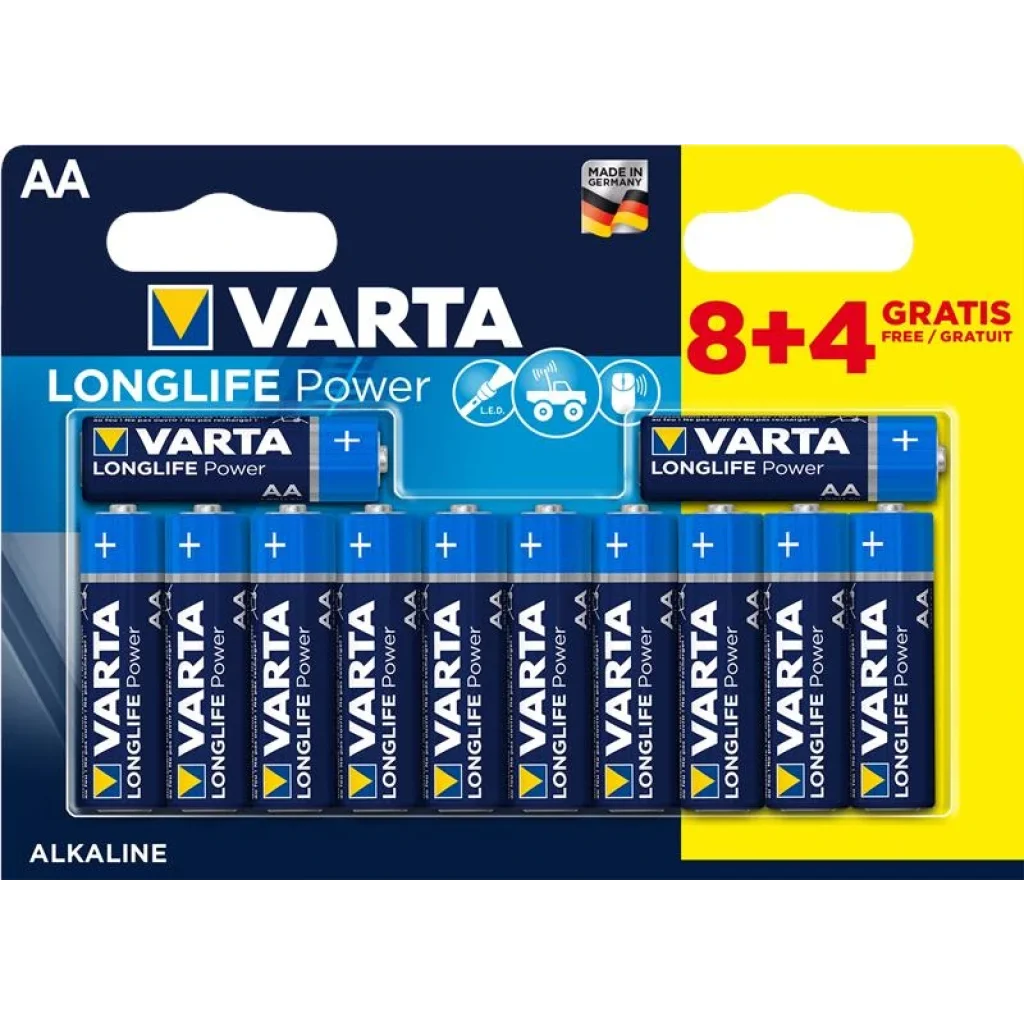 Батарейка VARTA LONGLIFE Power AA BLI 12 (8+4) ALKALINE, 04906121472