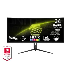 Монітор MSI 34" MAG 342CQR-E2 2xHDMI, DP, Audio, VA, 3440x1440, 21:9, 180Hz, 1ms, sRGB 119%, CURVED, FreeSync, HAS (9S6-3DB64H-083) UA