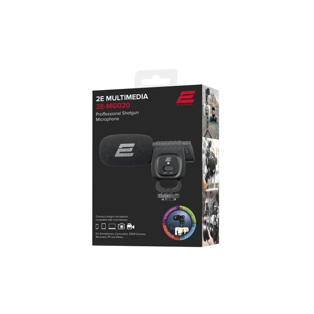 Мікрофон гармата 2Е MG020 Shoutgun Pro, on/of, 3.5mm, 2E-MG020 UA