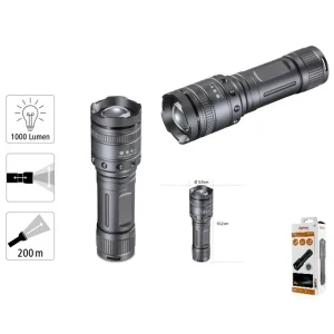 Ліхтар ручний на батарейках Hama Ultra Pro LED Torch, AAAx4, 1000лм, 10Вт, LED, 4 функції освітлення, чорний, 00185801 UA