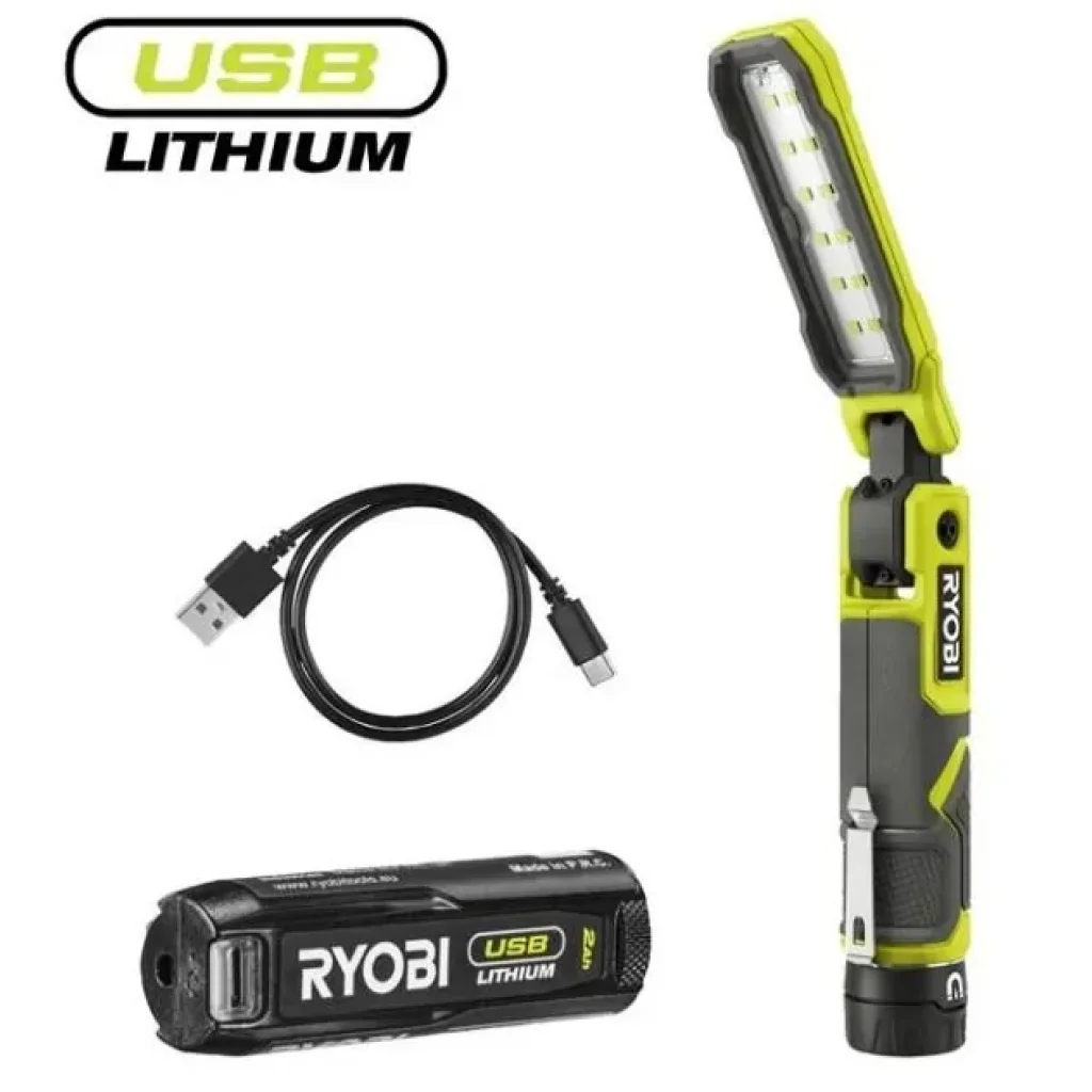 Ліхтар інспекційний акумуляторний Ryobi USB Lithium RLI4-120G, 4В, 2А·год, 650лм, 3 функції освітлення, магніт, затискач, 5133006225 UA