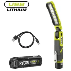 Ліхтар інспекційний акумуляторний Ryobi USB Lithium RLI4-120G, 4В, 2А·год, 650лм, 3 функції освітлення, магніт, затискач, 5133006225 UA