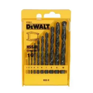 Набір свердел по металу DeWalt HSS-R, 1-10мм, кейс 10шт (DT5911) UA