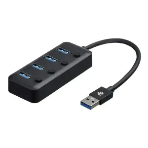 Хаб 2Е USB-A > 4xUSB-A, 0.25м, чорний, 2E-W1405 UA