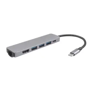 Хаб 2E USB-С > 2хUSB-A 2.0/USB-A 3.0/USB-C PD/HDMI/Ethernet, 0.15м, сірий, 2EW-2684 UA