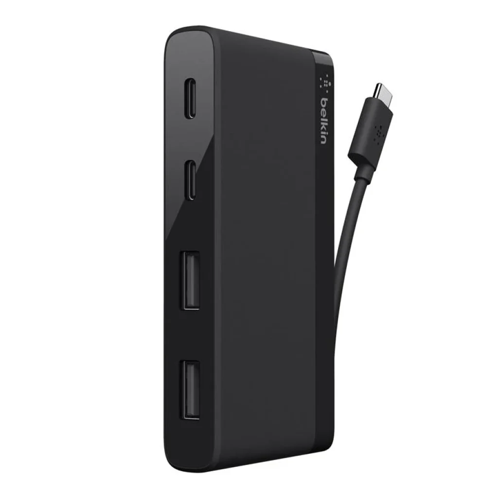 Хаб Belkin USB-C > 2xUSB-C/2xUSB-A, Travel, чорний, F4U090btBLK UA