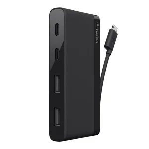 Хаб Belkin USB-C > 2xUSB-C/2xUSB-A, Travel, чорний, F4U090btBLK UA